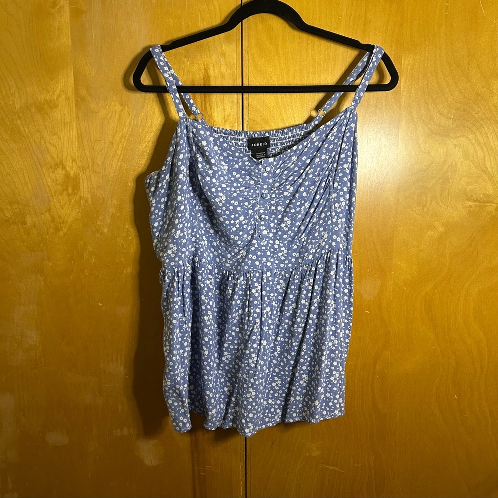 Torrid Blue Empire Waist Floral Top